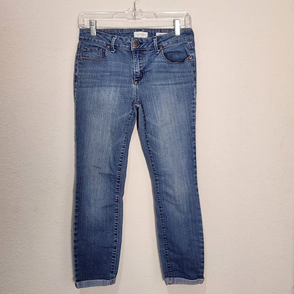 Jessica Simpson Rolled Crop Skinny Jeans Womens 6/28 Blue Stretch Denim Capri